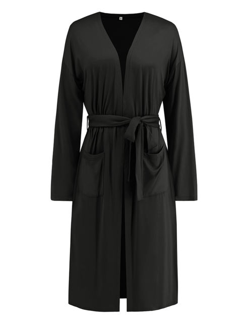 Black 3pcs Cardigan, Vest and Wide Leg Pant Lounge Set