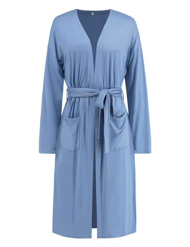 Blue 3pcs Cardigan, Vest and Wide Leg Pant Lounge Set