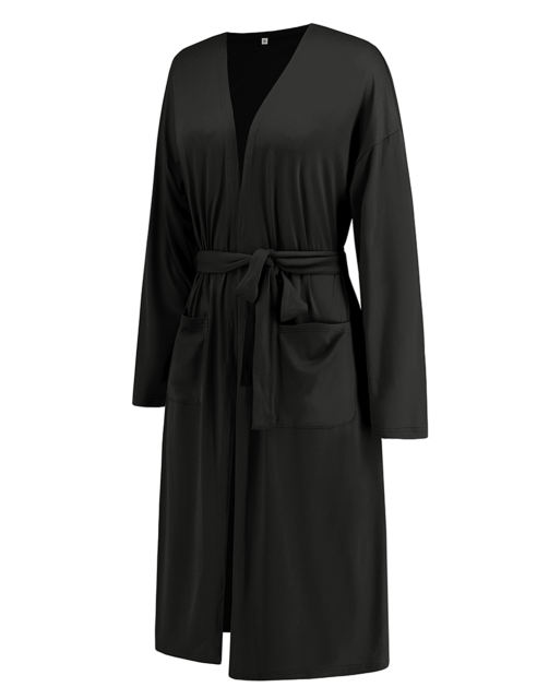 Black 3pcs Cardigan, Vest and Wide Leg Pant Lounge Set