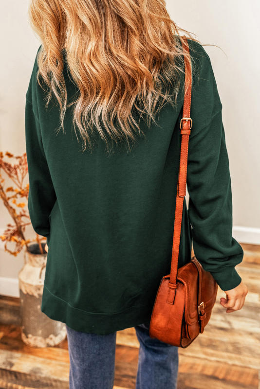 Duffel Green Merry &amp; Bright Sequin Print Drop Shoulder Sweatshirt