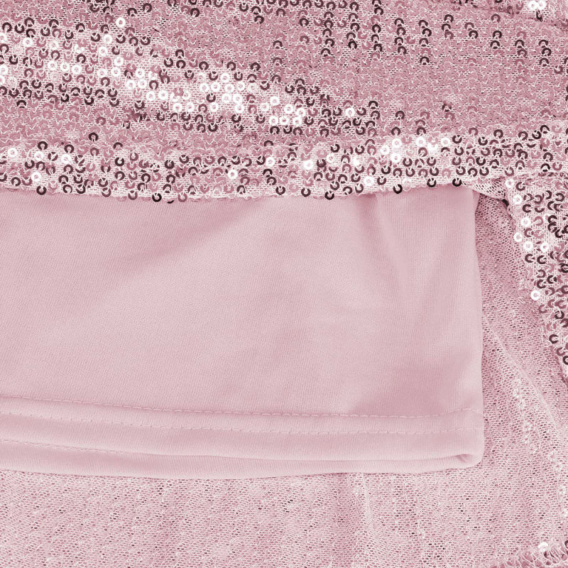 Pink Layered Sequined Mini Skirt