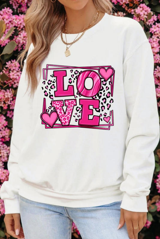 Beige Sweet LOVE Valentines Graphic Sweatshirt