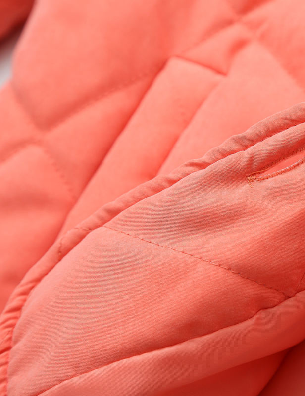 Orange Stand Neck Button-down Pocket Casual Coat