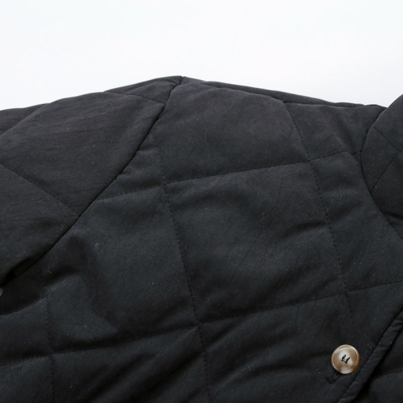 Black Stand Neck Button-down Pocket Casual Coat