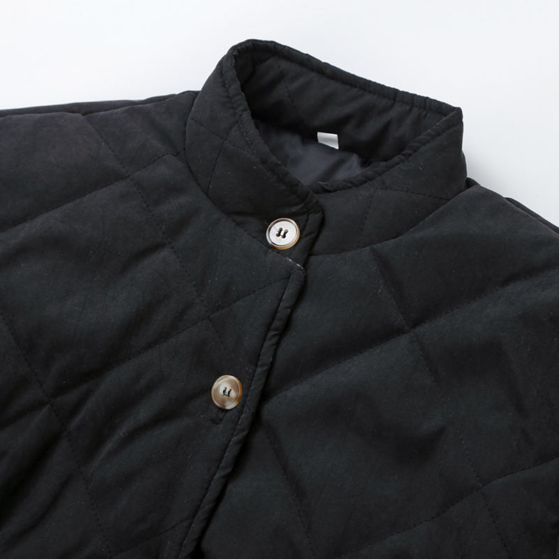 Black Stand Neck Button-down Pocket Casual Coat