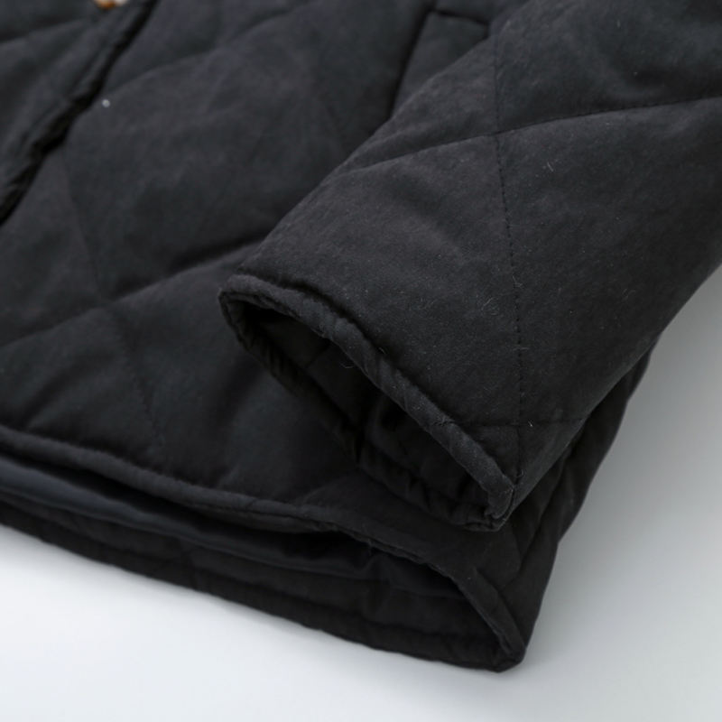 Black Stand Neck Button-down Pocket Casual Coat