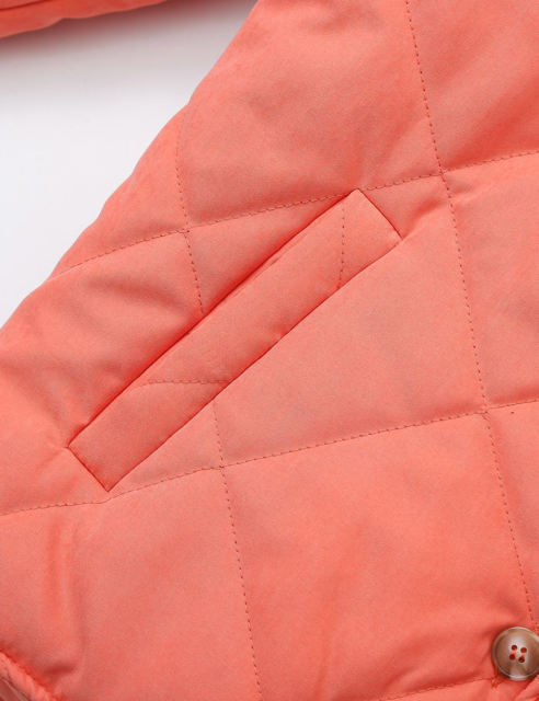 Orange Stand Neck Button-down Pocket Casual Coat