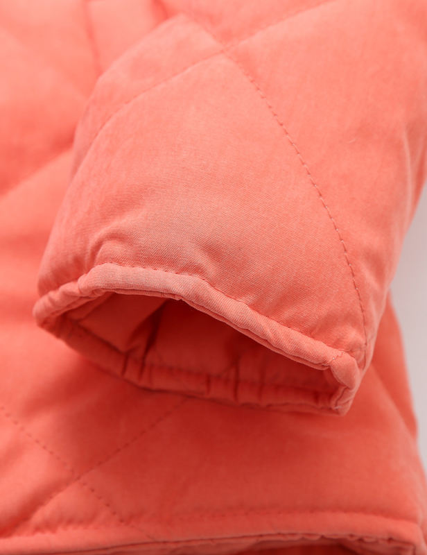 Orange Stand Neck Button-down Pocket Casual Coat