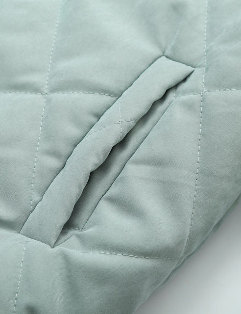 Green Stand Neck Button-down Pocket Casual Coat