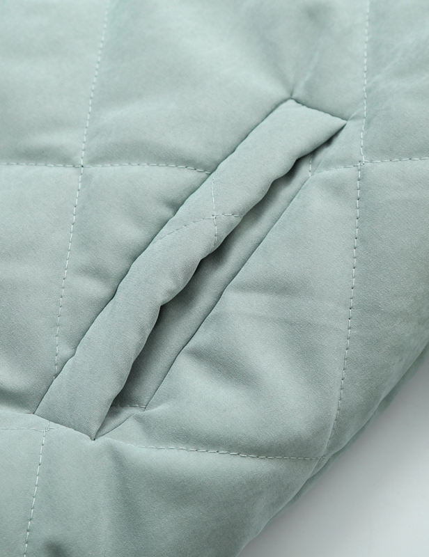 Green Stand Neck Button-down Pocket Casual Coat