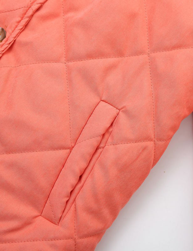 Orange Stand Neck Button-down Pocket Casual Coat