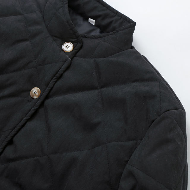 Black Stand Neck Button-down Pocket Casual Coat