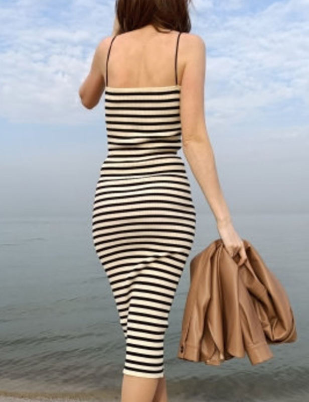 Striped Print Strapless Bodycon Jersey Dress