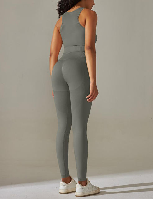 Dark Gray Tank Yoga Bra and High Waist Pant Set