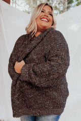 Coffee Open Front Knit Plus Size Cozy Cardigan