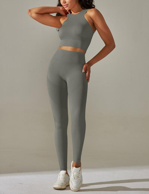 Dark Gray Tank Yoga Bra and High Waist Pant Set