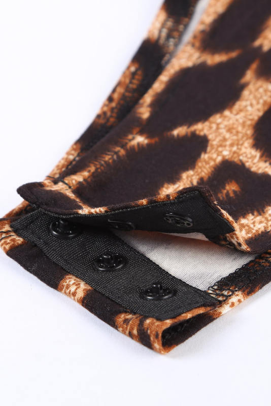 Leopard Print Gold O-Ring Zipper Bodysuit