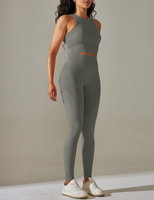 Dark Gray Tank Yoga Bra and High Waist Pant Set