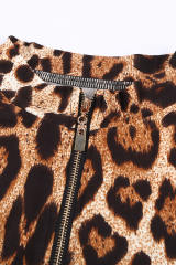 Leopard Print Gold O-Ring Zipper Bodysuit