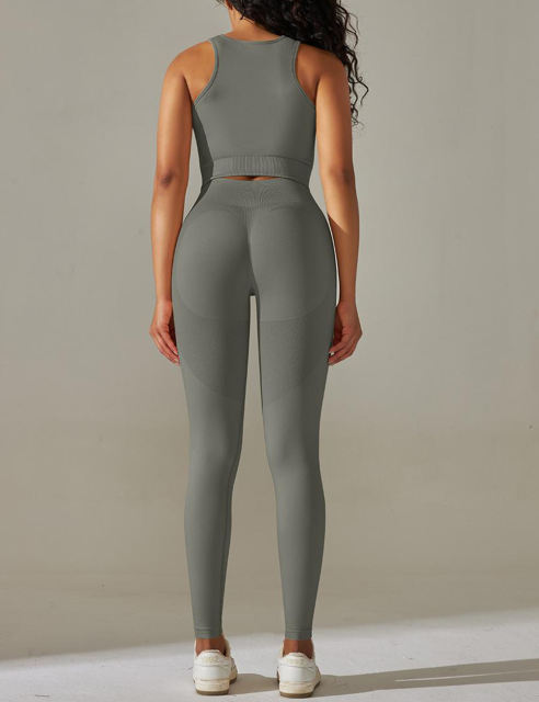 Dark Gray Tank Yoga Bra and High Waist Pant Set