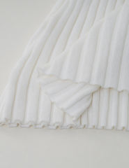 White Solid Color V Neck Long Sleeve Sweater Dress