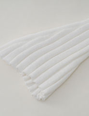 White Solid Color V Neck Long Sleeve Sweater Dress