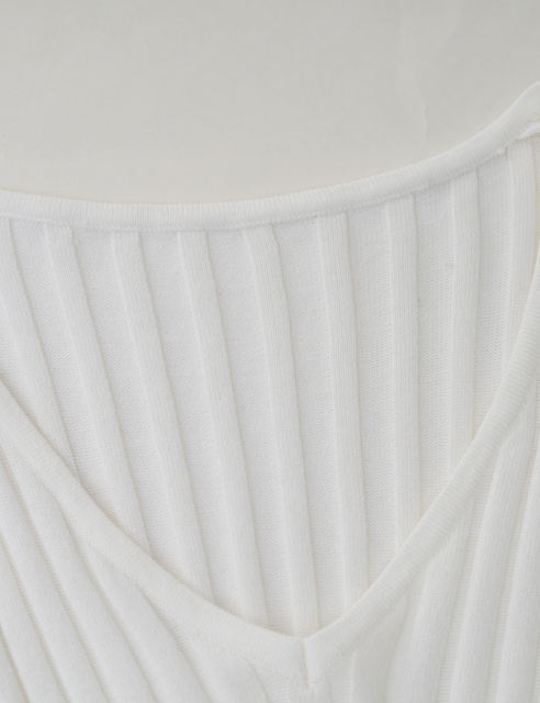 White Solid Color V Neck Long Sleeve Sweater Dress