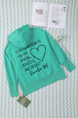 Sky Blue Valentine Heart &amp; Slogan Print Henley Hoodie
