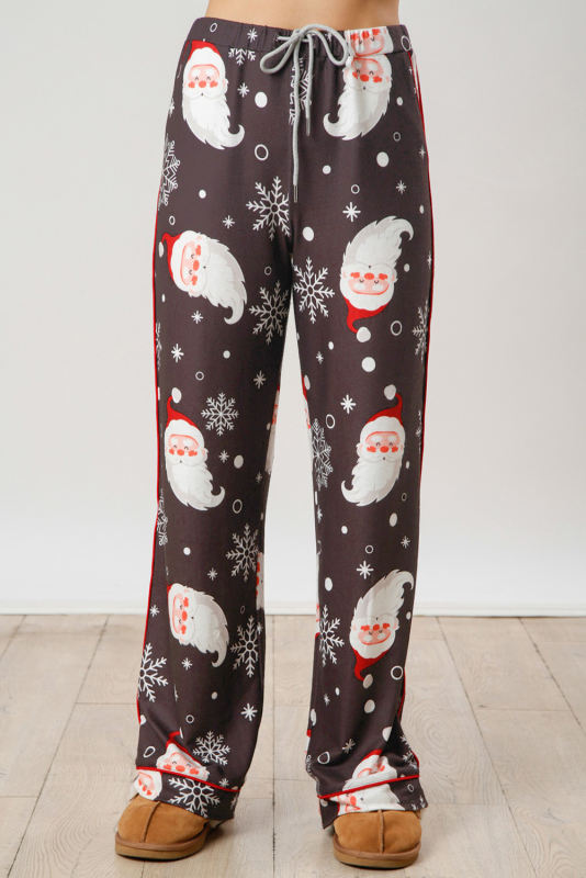 Printed Christmas Santa Claus Print Shirt and Pants Pajama Set