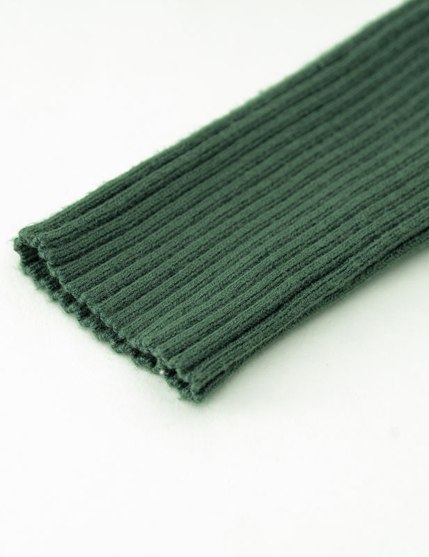 Green Ribbed Square Neck Long Sleeve Bodycon Dress