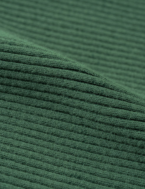 Green Ribbed Square Neck Long Sleeve Bodycon Dress