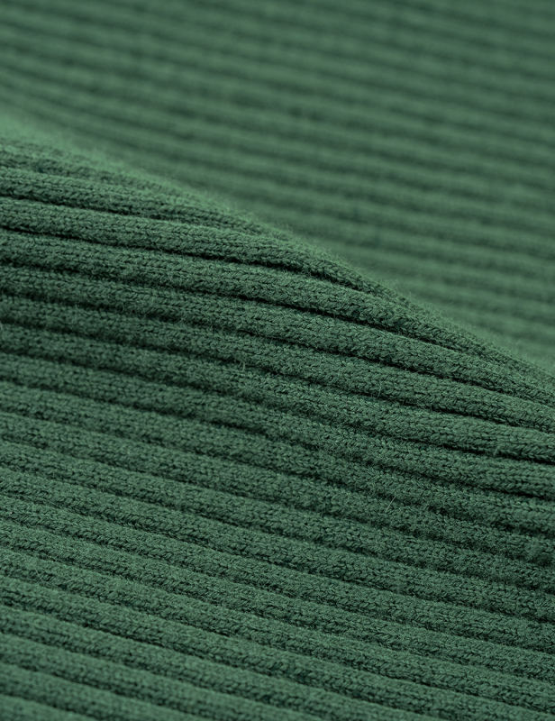 Green Ribbed Square Neck Long Sleeve Bodycon Dress