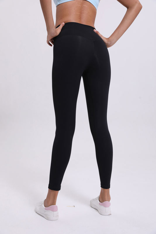 Black Sports High Waist Ankle Length Leggings