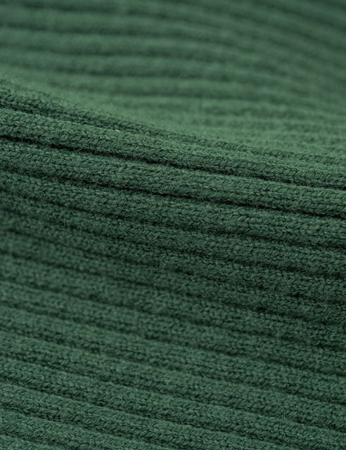 Green Ribbed Square Neck Long Sleeve Bodycon Dress