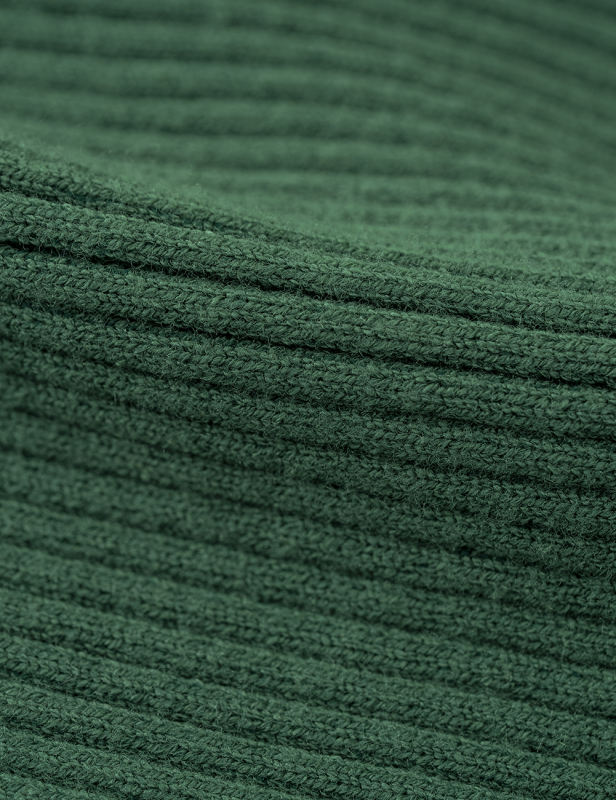Green Ribbed Square Neck Long Sleeve Bodycon Dress
