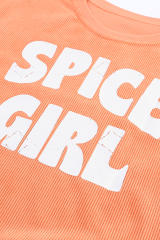 Orange Corded SPICY GIRL Graphic Sweatshirt