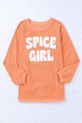 Orange Corded SPICY GIRL Graphic Sweatshirt