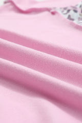Pink Shiny Chenille LOVE Leopard Patched Plus Sweatshirt