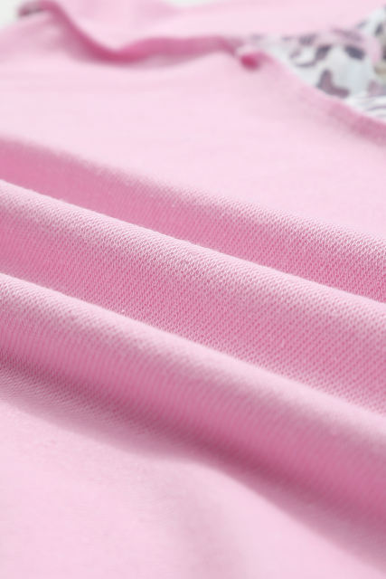 Pink Shiny Chenille LOVE Leopard Patched Plus Sweatshirt
