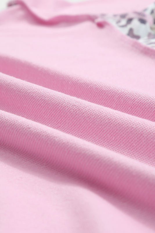 Pink Shiny Chenille LOVE Leopard Patched Plus Sweatshirt