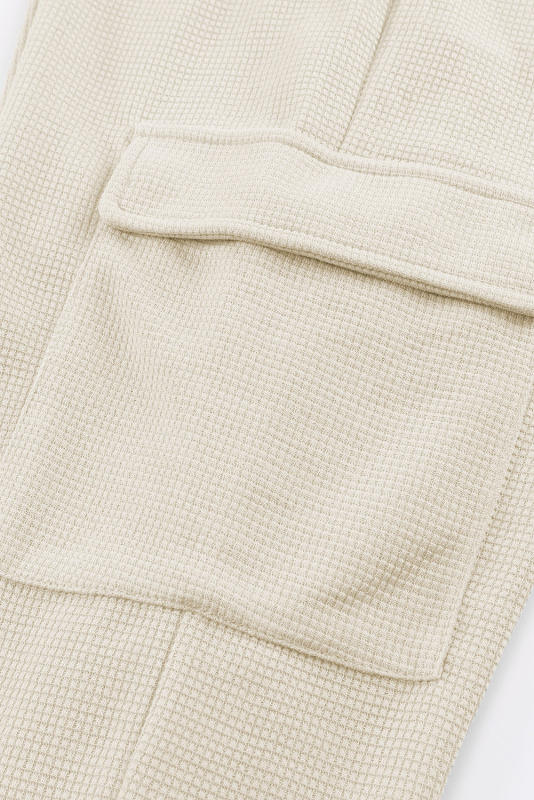 Apricot  Waffle Texture Cargo Pocket Jogger Pants