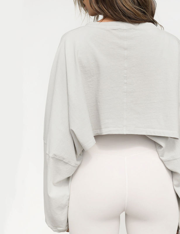 Off-white Knit Sweatshirt Long Sleeve Crop Top