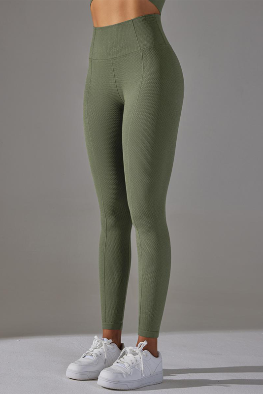 Moss Green High Waist Solid Color Yoga Leggings