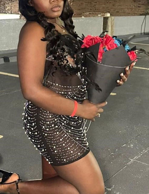 Black Feather Detail Rhinestones Mesh Bodycon Dress