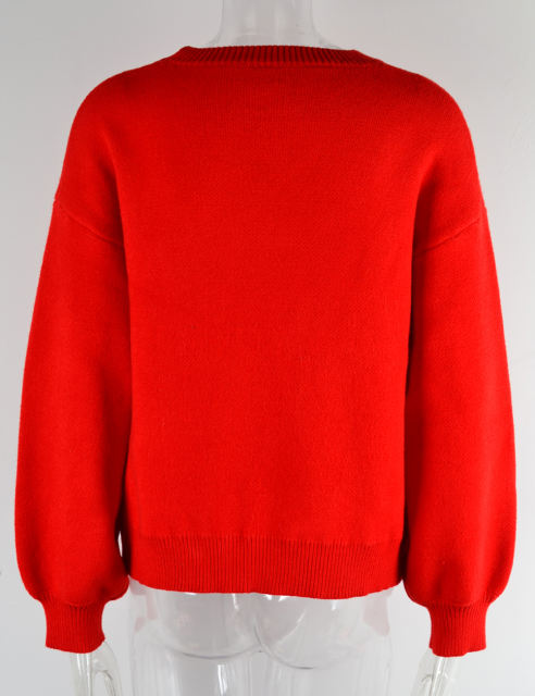 Red Heart Graphic Drop Shoulder Valentine Sweater