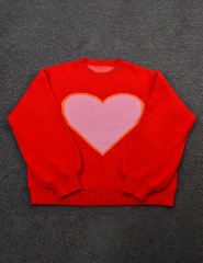 Red Heart Graphic Drop Shoulder Valentine Sweater