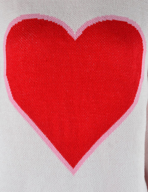 White Heart Graphic Drop Shoulder Valentine Sweater