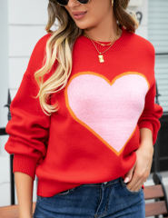 Red Heart Graphic Drop Shoulder Valentine Sweater