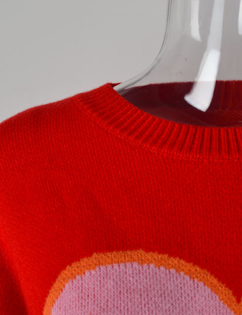 Red Heart Graphic Drop Shoulder Valentine Sweater