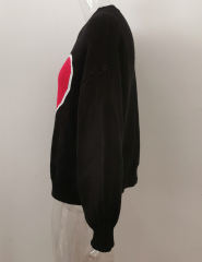 Black Heart Graphic Drop Shoulder Valentine Sweater